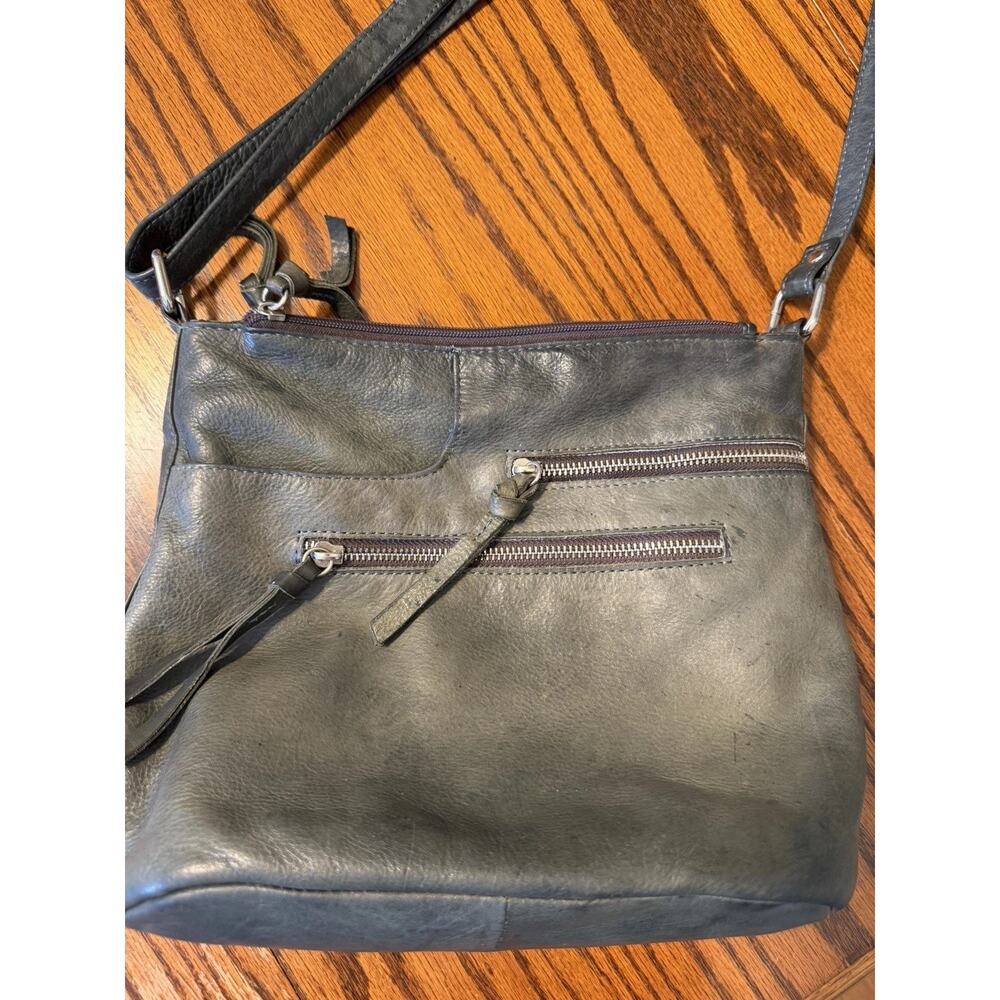 Great American Leather Works Gray Leather Shoulder Bag Crossbody Handbag - Picture 3 of 9